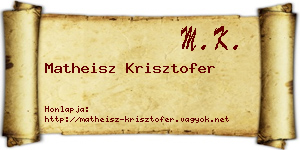Matheisz Krisztofer névjegykártya